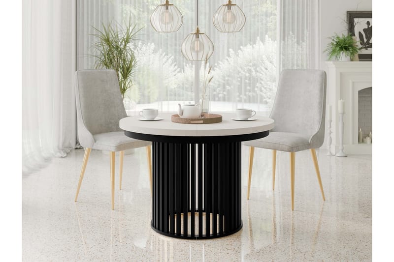 Rivale Ruokapöytä 100 cm, pyöreä - Beige/Musta - Huonekalut - Pöytä & ruokailuryhmä - Ruokapöydät & keittiön pöydät