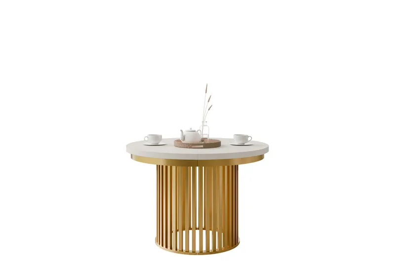 Rivale Ruokapöytä 100 cm, pyöreä - Beige/Kulta - Huonekalut - Pöytä & ruokailuryhmä - Ruokapöydät & keittiön pöydät