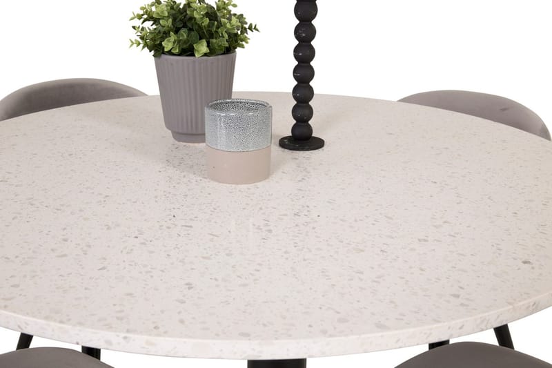 Round Dining Set Venture Home Grå Vit - Huonekalut - Pöytä & ruokailuryhmä - Ruokailuryhmä