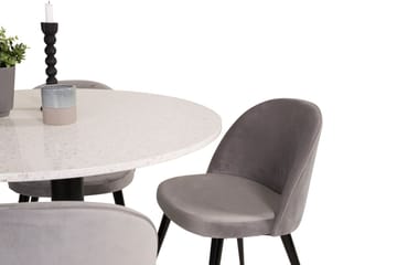 Round Dining Set Venture Home Grå Vit - Huonekalut - Pöytä & ruokailuryhmä - Ruokailuryhmä