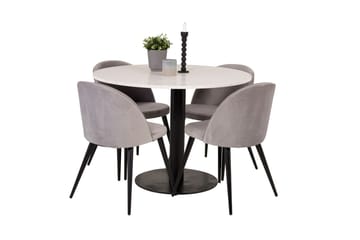 Round Dining Set Venture Home Grå Vit - Huonekalut - Pöytä & ruokailuryhmä - Ruokailuryhmä