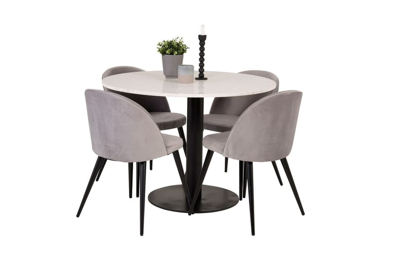 Round Dining Set Venture Home Grå Vit - Huonekalut - Pöytä & ruokailuryhmä - Ruokailuryhmä
