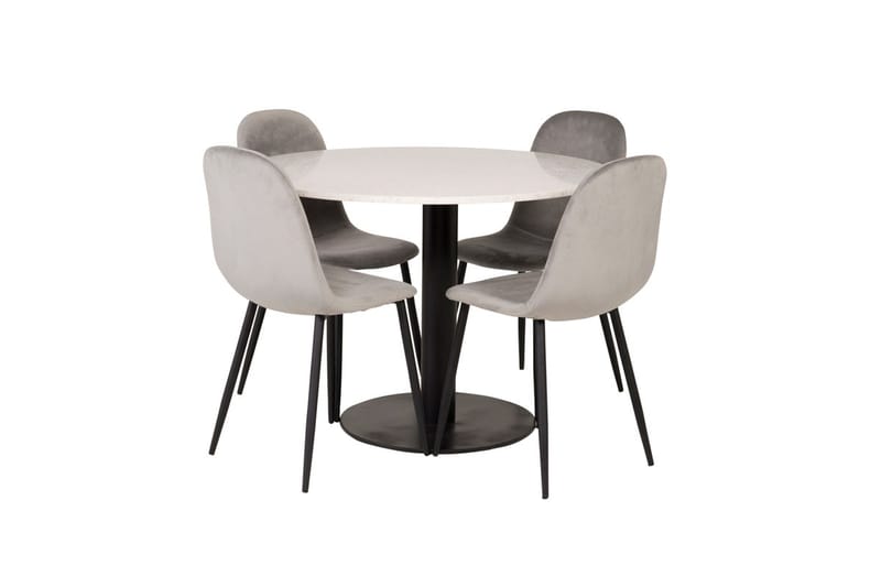 Round Dining Set Venture Home Ljusgrå Vit, Vaaleanharmaa ja valkoinen
