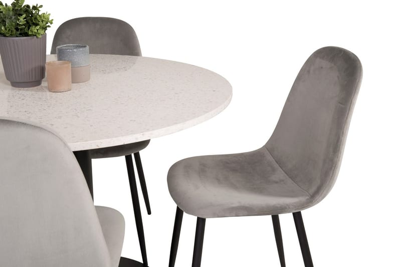Round Dining Set Venture Home Ljusgrå Vit - Vaaleanharmaa ja valkoinen - Huonekalut - Pöytä & ruokailuryhmä - Ruokailuryhmä
