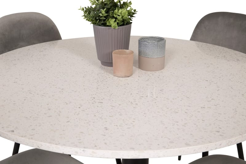 Round Dining Set Venture Home Ljusgrå Vit - Vaaleanharmaa ja valkoinen - Huonekalut - Pöytä & ruokailuryhmä - Ruokailuryhmä