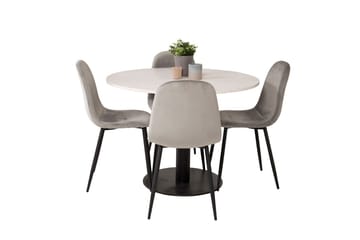 Round Dining Set Venture Home Ljusgrå Vit - Vaaleanharmaa ja valkoinen - Huonekalut - Pöytä & ruokailuryhmä - Ruokailuryhmä