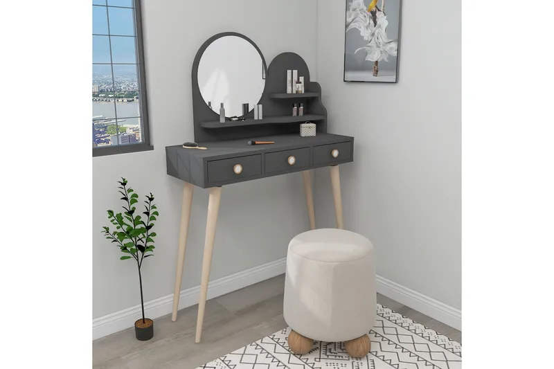 Ruges Kampauspöytä 74 cm - Antrasiitti - Huonekalut - Pöytä & ruokailuryhmä - Meikki- & kampauspöydät