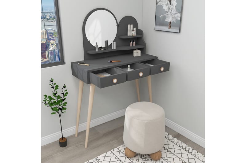 Ruges Kampauspöytä 74 cm - Antrasiitti - Huonekalut - Pöytä & ruokailuryhmä - Meikki- & kampauspöydät