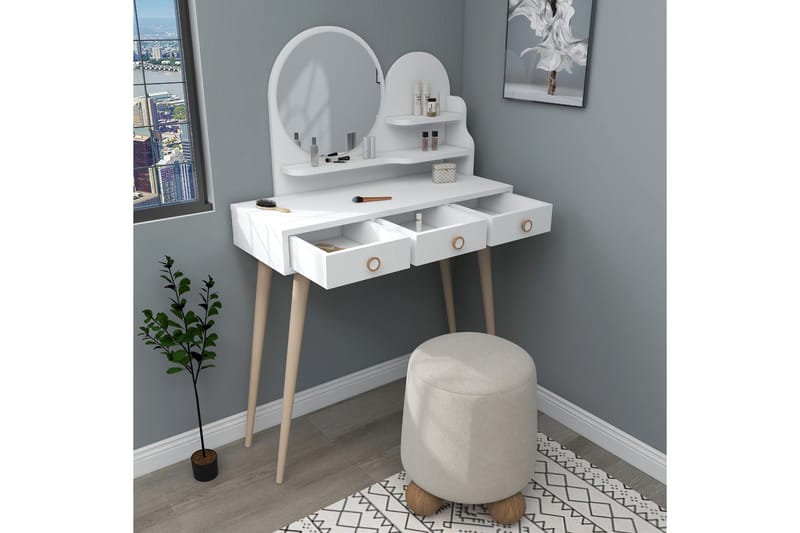 Ruges Kampauspöytä 74 cm - Valkoinen - Huonekalut - Pöytä & ruokailuryhmä - Meikki- & kampauspöydät