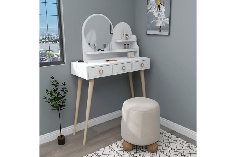 Ruges Kampauspöytä 74 cm - Valkoinen - Huonekalut - Pöytä & ruokailuryhmä - Meikki- & kampauspöydät