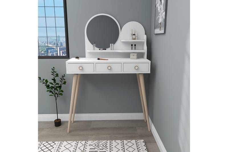 Ruges Kampauspöytä 74 cm - Valkoinen - Huonekalut - Pöytä & ruokailuryhmä - Meikki- & kampauspöydät