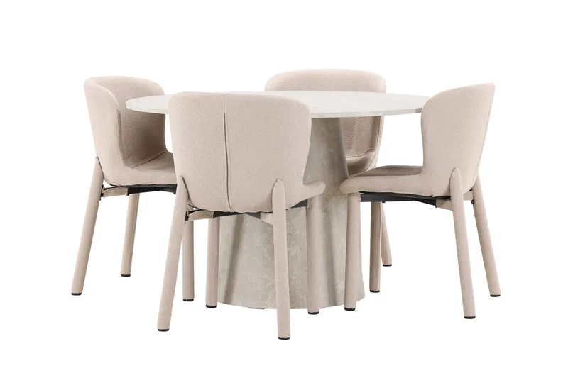 Rund matgrupp Venture Home Beige Beige 4st - Huonekalut - Pöytä & ruokailuryhmä - Ruokailuryhmä