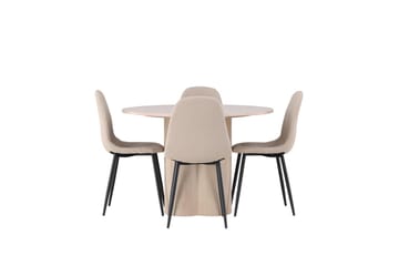 Rund matgrupp Venture Home Beige Beige 4st - Huonekalut - Pöytä & ruokailuryhmä - Ruokailuryhmä