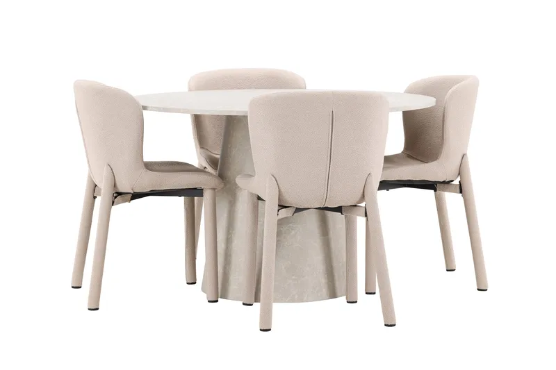 Rund matgrupp Venture Home Beige Beige 4st - Huonekalut - Pöytä & ruokailuryhmä - Ruokailuryhmä