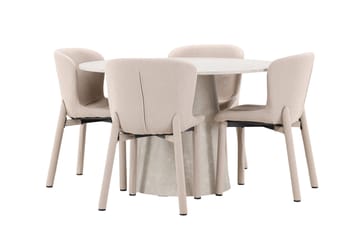Rund matgrupp Venture Home Beige Beige 4st - Huonekalut - Pöytä & ruokailuryhmä - Ruokailuryhmä