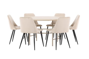 Rund matgrupp Venture Home Beige Beige 6st - Huonekalut - Pöytä & ruokailuryhmä - Ruokailuryhmä