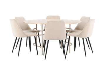Rund matgrupp Venture Home Beige Beige 6st - Huonekalut - Pöytä & ruokailuryhmä - Ruokailuryhmä