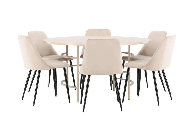 Rund matgrupp Venture Home Beige Beige 6st - Huonekalut - Pöytä & ruokailuryhmä - Ruokailuryhmä