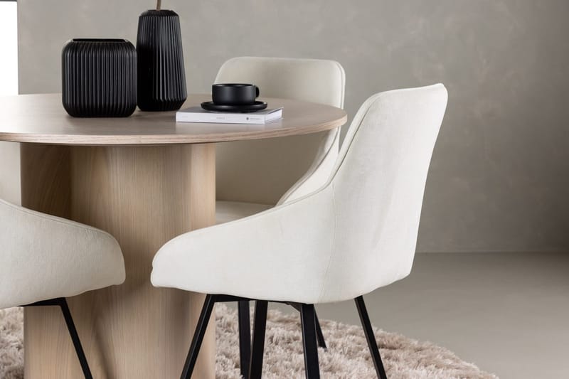 Rund matgrupp Venture Home Beige Ljust trä 4st - Huonekalut - Pöytä & ruokailuryhmä - Ruokailuryhmä