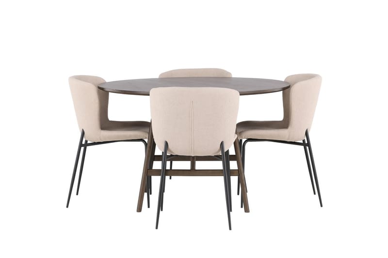 Rund matgrupp Venture Home Beige Mörkbrun 4st