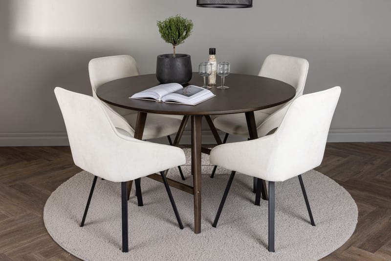 Rund matgrupp Venture Home Beige Mörkbrun 4st