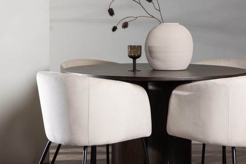 Rund matgrupp Venture Home Beige Mörkt trä 4st - Huonekalut - Pöytä & ruokailuryhmä - Ruokailuryhmä