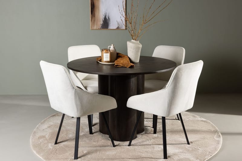 Rund matgrupp Venture Home Beige Mörkt trä 4st