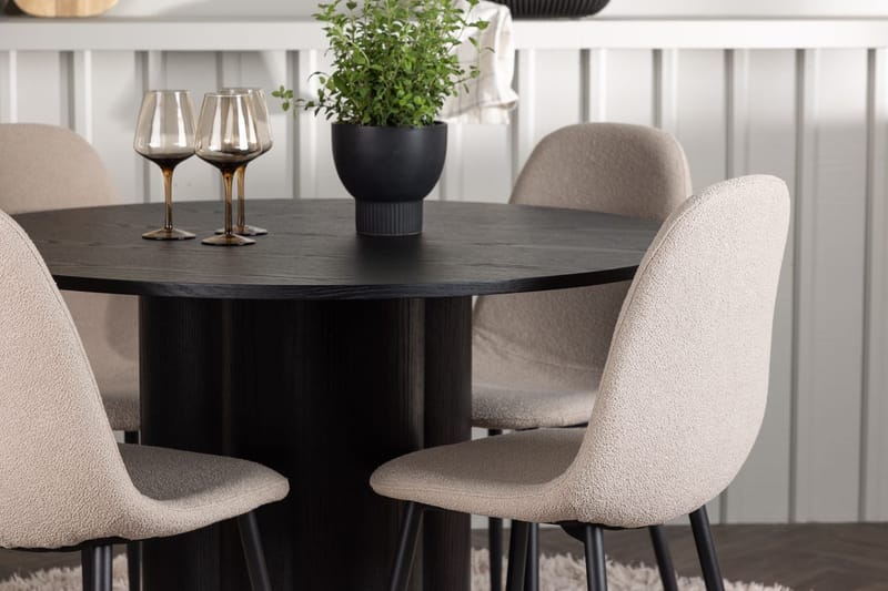 Rund matgrupp Venture Home Beige Svart 4st - Huonekalut - Pöytä & ruokailuryhmä - Ruokailuryhmä