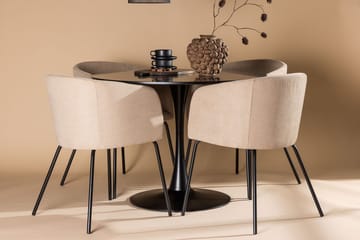 Rund matgrupp Venture Home Beige Svart 4st - Huonekalut - Pöytä & ruokailuryhmä - Ruokailuryhmä