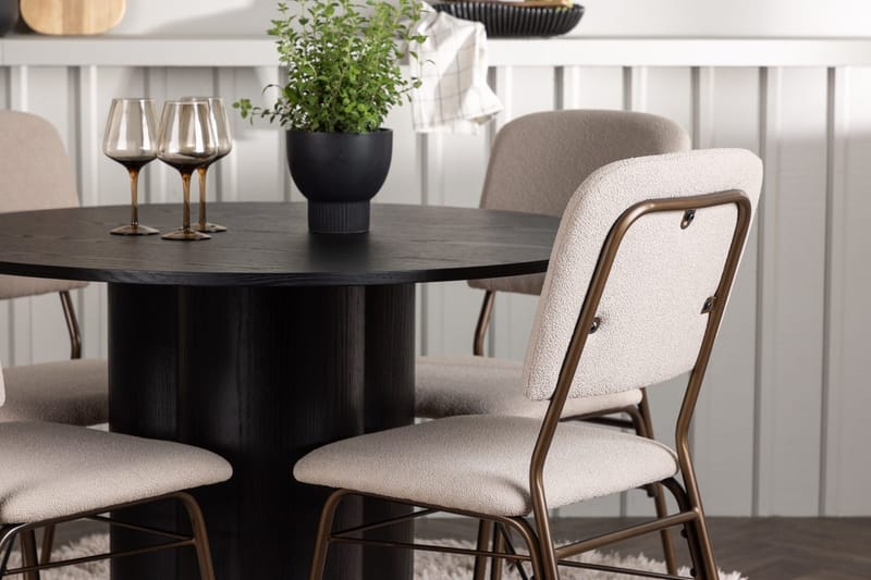 Rund matgrupp Venture Home Beige Svart 4st - Huonekalut - Pöytä & ruokailuryhmä - Ruokailuryhmä
