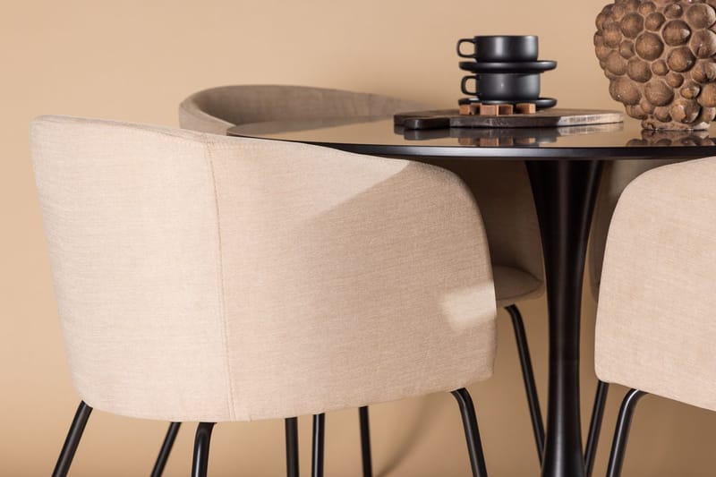 Rund matgrupp Venture Home Beige Svart 4st - Huonekalut - Pöytä & ruokailuryhmä - Ruokailuryhmä