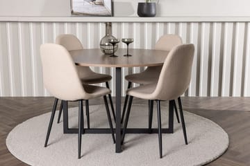Rund matgrupp Venture Home Beige Valnöt 4st - Huonekalut - Pöytä & ruokailuryhmä - Ruokailuryhmä