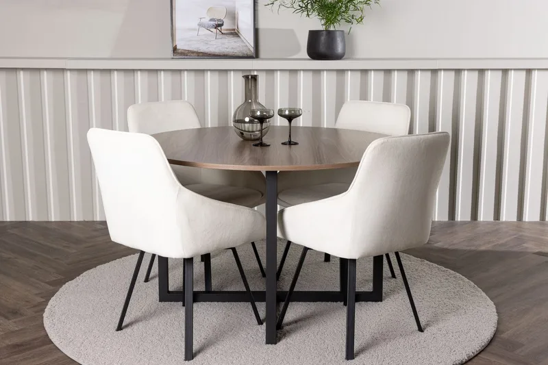 Rund matgrupp Venture Home Beige Valnöt 4st