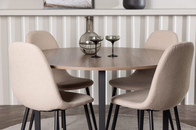 Rund matgrupp Venture Home Beige Valnöt 4st - Huonekalut - Pöytä & ruokailuryhmä - Ruokailuryhmä