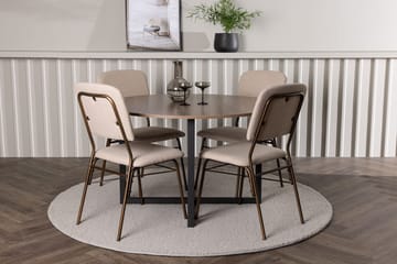 Rund matgrupp Venture Home Beige Valnöt 4st - Huonekalut - Pöytä & ruokailuryhmä - Ruokailuryhmä