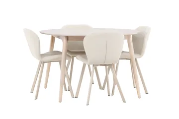 Rund matgrupp Venture Home Beige Vitputsad 4st - Huonekalut - Pöytä & ruokailuryhmä - Ruokailuryhmä