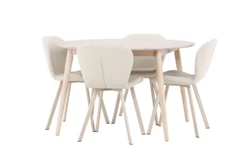 Rund matgrupp Venture Home Beige Vitputsad 4st - Huonekalut - Pöytä & ruokailuryhmä - Ruokailuryhmä