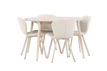 Rund matgrupp Venture Home Beige Vitputsad 4st - Huonekalut - Pöytä & ruokailuryhmä - Ruokailuryhmä