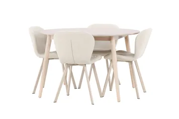 Rund matgrupp Venture Home Beige Vitputsad 4st - Huonekalut - Pöytä & ruokailuryhmä - Ruokailuryhmä
