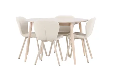 Rund matgrupp Venture Home Beige Vitputsad 4st - Huonekalut - Pöytä & ruokailuryhmä - Ruokailuryhmä