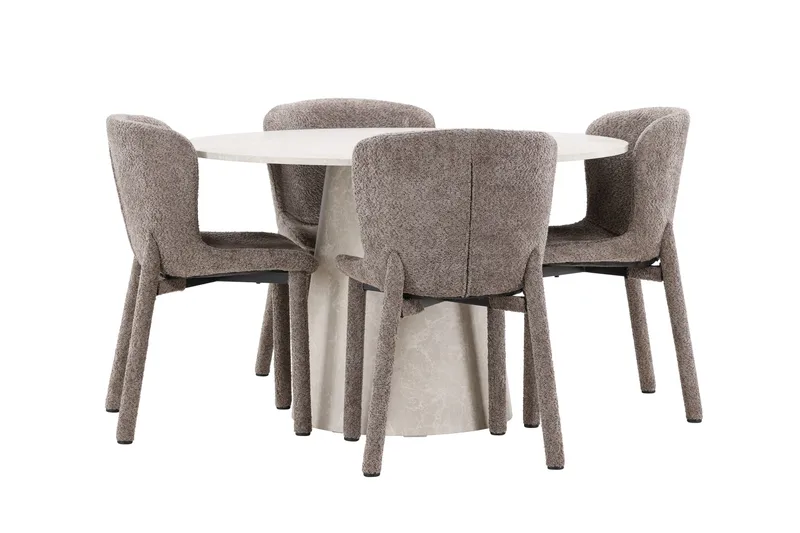 Rund matgrupp Venture Home Brun Beige 4st - Huonekalut - Pöytä & ruokailuryhmä - Ruokailuryhmä