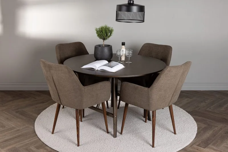 Rund matgrupp Venture Home Brun Mörkbrun 4st, Tummanruskea