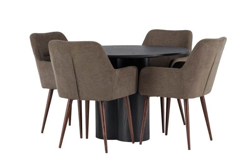 Rund matgrupp Venture Home Brun Svart 4st - Huonekalut - Pöytä & ruokailuryhmä - Ruokailuryhmä