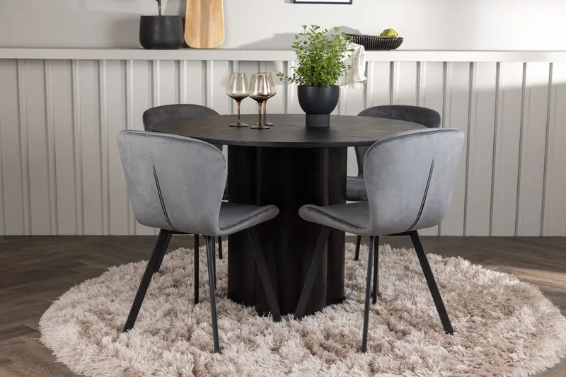 Rund matgrupp Venture Home Grå Svart 4st
