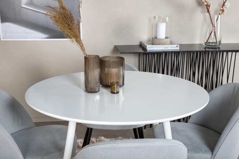 Rund matgrupp Venture Home Ljusgrå Vit 4st - Huonekalut - Pöytä & ruokailuryhmä - Ruokailuryhmä