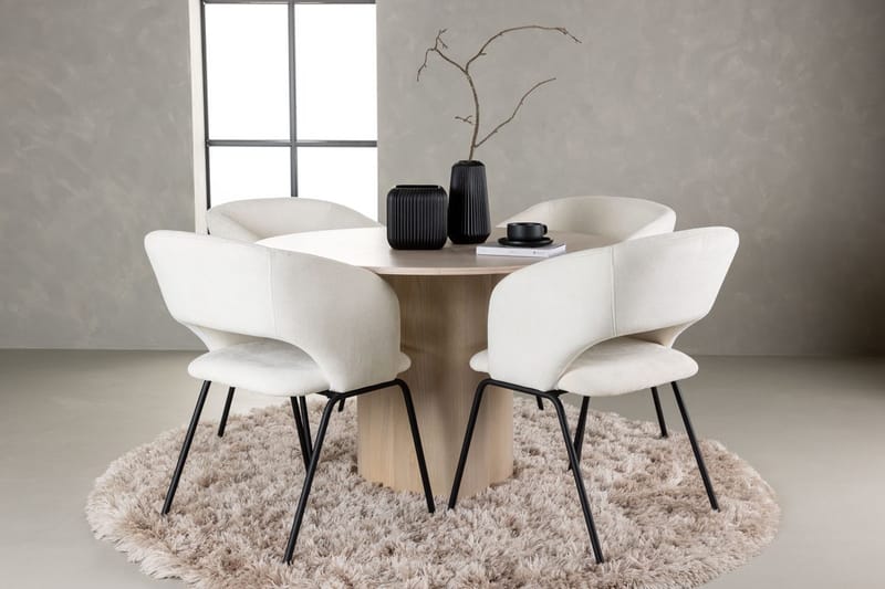 Rund matgrupp Venture Home Offwhite Ljust trä 4st