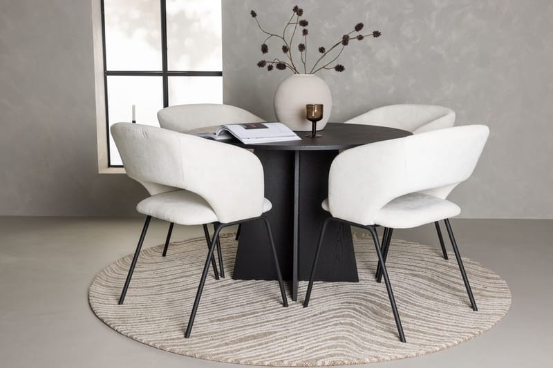 Rund matgrupp Venture Home Offwhite Svart 4st