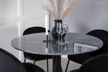 Rund matgrupp Venture Home Svart Grå marmor 4st - Huonekalut - Pöytä & ruokailuryhmä - Ruokailuryhmä