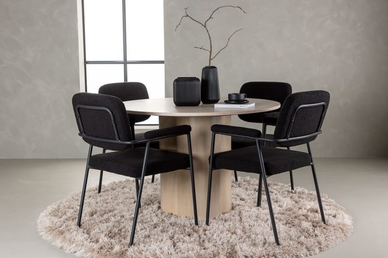 Rund matgrupp Venture Home Svart Ljust trä 4st
