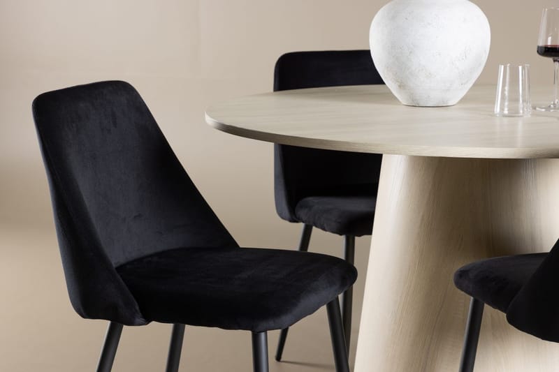 Rund matgrupp Venture Home Svart Ljust trä 4st - Huonekalut - Pöytä & ruokailuryhmä - Ruokailuryhmä